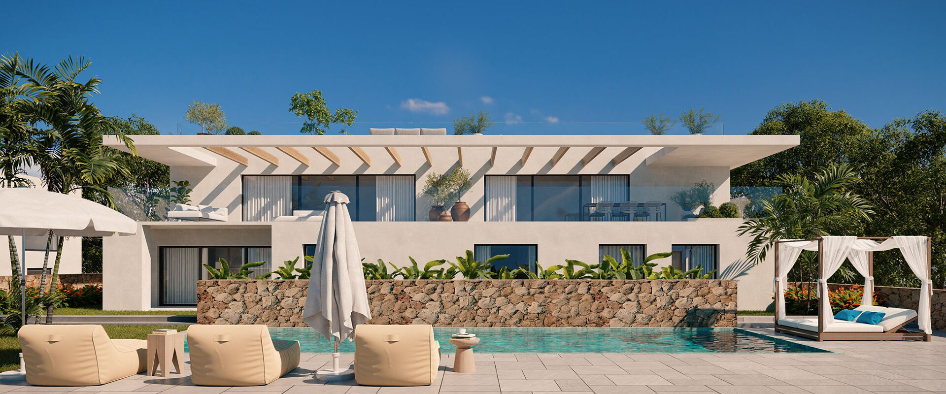 New project of 4 villas located in Talamanca, Ibiza